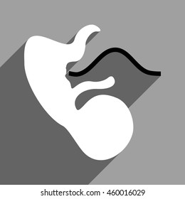 Embryo Cord long shadow vector icon. Style is a flat embryo cord black and white iconic symbol on a gray square background.