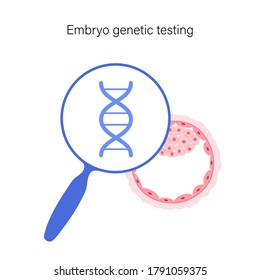 Embryo Genetic Testing. Blastocyst Cell Icon. Fertilisation, Gynecology And Dna Research. Human Sexual Reproductive System. Pregnancy Stage. Medical Poster For Clinic. IVF Flat Vector Illustration.