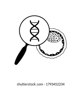 Embryo genetic testing. Blastocyst cell icon. Fertilisation, gynecology and dna research. Human sexual reproductive system. Pregnancy stage. Medical poster for clinic. IVF flat vector illustration.