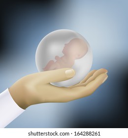 embryo at hand vector