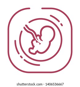Embryo line icon. Concept of pregnancy. Isolated illustration, drawing. Childbearing process. Sign for web or mobile app. UI/UX user interface. Vector clipart. Editable stroke.