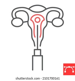 Embryo Transfer Line Icon, Pregnancy And Ovary, Uterus Vector Icon, Vector Graphics, Editable Stroke Outline Sign, Eps 10.