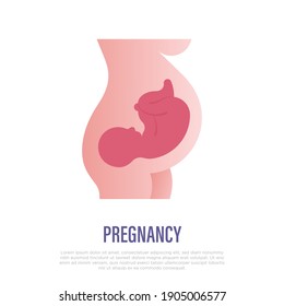 Embryo in woman's belly. Gynecology, reproductive. Flat gradient icon. Vector illustration.