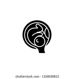 Embryo in the womb black icon concept. Embryo in the womb flat  vector symbol, sign, illustration.