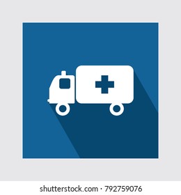 Embulance flat icon with long shadow