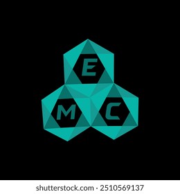 Logotipo de letra minimalista creativa de EMC. Diseño único del logotipo de la letra del alfabeto de las iniciales del Vector de EMC
