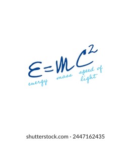 e=mc2 concept on white background. formula e=mc2 in ellipse