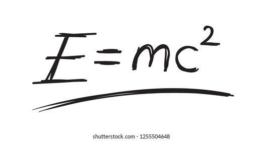 e=mc2 formula hand drawing vector
