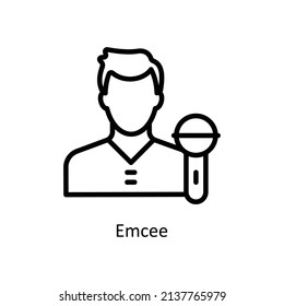 Emcee vector outline icon for web isolated on white background EPS 10 file