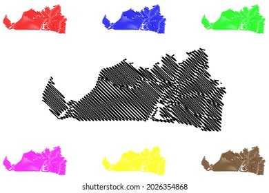 Emden city (Federal Republic of Germany, Urban district, State of Lower Saxony) map vector illustration, scribble sketch Emden map