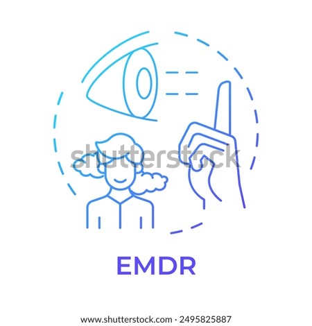 EMDR blue gradient concept icon. Mental health condition, desensitization. Emotional wellness. Round shape line illustration. Abstract idea. Graphic design. Easy to use in infographic, presentation