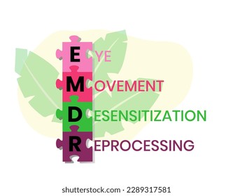 EMDR - Eye Movement Desensitization Reprocessing acronym. business concept background. vector illustration concept with keywords and icons. lettering illustration with icons for web banner, flyer