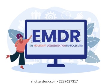 EMDR - Eye Movement Desensitization Reprocessing acronym. business concept background. vector illustration concept with keywords and icons. lettering illustration with icons for web banner, flyer