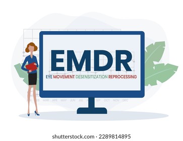 EMDR - Eye Movement Desensitization Reprocessing acronym. business concept background. vector illustration concept with keywords and icons. lettering illustration with icons for web banner, flyer