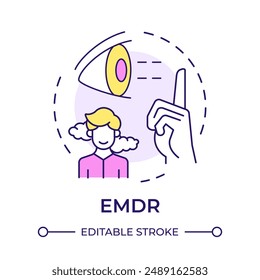 EMDR-Mehrfarbenkonzept-Symbol. Psychische Gesundheit, Desensibilisierung. Emotionales Wohlbefinden. Darstellung der runden Formlinie. Abstrakte Idee. Grafikdesign. Einfache Verwendung in Infografik, Präsentation