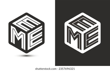 EME Buchstaben Logo Design mit Illustrator Würfel Logo, Vektorlogo moderne Schrift Schriftart überlappen Stil. Premium Business Logo Symbol. Weiße Farbe auf schwarzem Hintergrund