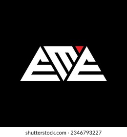 EME triangle letter logo design with triangle shape. EME triangle logo design monogram. EME triangle vector logo template with red color. EME triangular logo Simple, Elegant, and Luxurious design.
