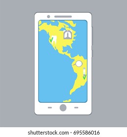 E-medicine smartphone concept. Stock vector illustration with a phone as medical checklist where different organs and health tests are being assessed. Telemedicine and telehealth, remote medicine.