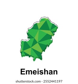 Emeishan City map, map of China Country polygon style geometric simple design template, map on white background