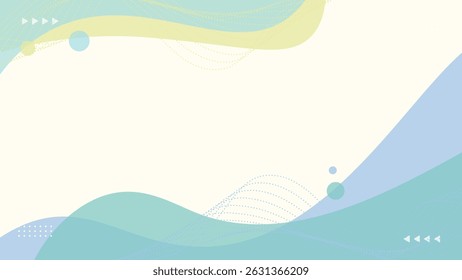 Emerald Background With Flat Wave Shape. Abstract Pastel Wave Background With Geometric Elements