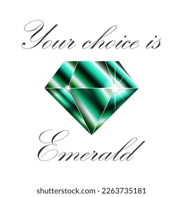 Emerald. Big green gem. Shining Jewel. Luxurious Gift. Jewelry Decoration.