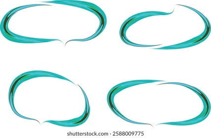 emerald blue colorful creative thick speech bubbles set