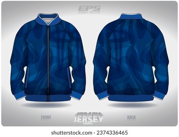 emerald blue water wave pattern design, illustration, textile background for sports t-shirt, football jersey shirt mockup for football club. consistent front view