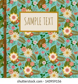 Emerald card with wild flowers