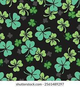 Emerald Charm Green Shamrock Field Pattern Art. Ideal for St. Patrick Day projects, thematic decorations, or any fabric that requires a touch of luck and nature