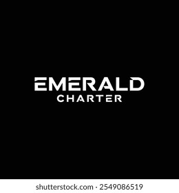 ESMERALD CHARTER moderno fonte logotipo design com fundo preto.