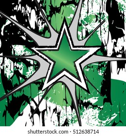Emerald colored rock n roll grunge star vector background