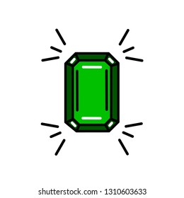 Emerald crystal line art concept icon for logo, wedding invitation, fantasy game design, greeting card, web, poster, banner, flyer