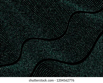 Emerald curve lines of multiple square confetti. Luxury vector background with shiny stardust glitters. Stylish confetti dust curves stripes. Brilliant glitter flow pattern, glossy lights print.