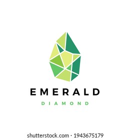 Emerald Diamond Gem Stone Logo Vector Icon Illustration