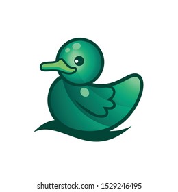 Emerald Duck  Logo. Vector Illustration.