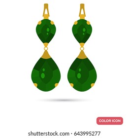 Emerald earrings color flat icon for web and mobile design