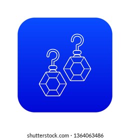 Emerald earrings icon blue vector isolated on white background
