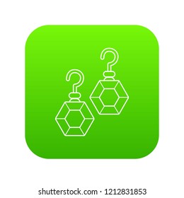 Emerald earrings icon green vector isolated on white background