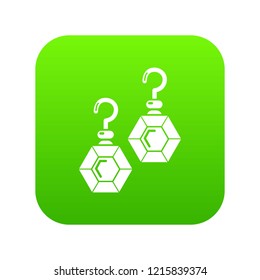 Emerald earrings icon green vector isolated on white background