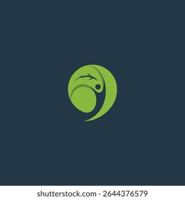 Emerald emblem plantlike abstract silhouette
