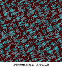 Emerald flowers on a brown background. Texture. Seamless. Abstract