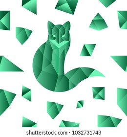 Emerald fox seamless pattern