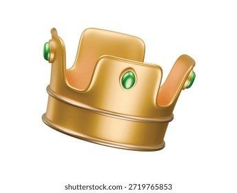 Icono de corona de gema esmeralda Ilustración 3D render
