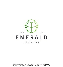 diseño del logotipo de la gema esmeralda con estilo de arte de línea 6