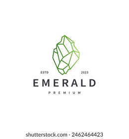 emerald gem logo design with line art style 4