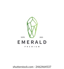 emerald gem logo design with line art style 3 
