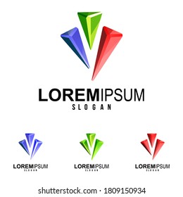 Diseño de logotipo de gema esmeralda Vector Premium
