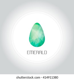 Emerald gem logo in low lolygon style. Vector illustration for web, company logo and brand design. 