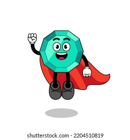 emerald gemstone cartoon with flying superhero , character design