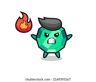 caricatura de personajes de piedra de esmeralda con gesto enojado, diseño de estilo lindo para camiseta, pegatina, elemento logo